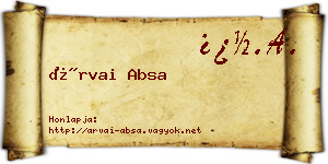 Árvai Absa névjegykártya